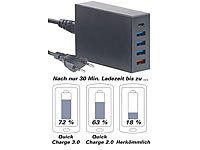 revolt 5-Port-USB-Netzteil mit Quick Charge 3.0, USB Typ C & A, 40 Watt; Mehrfach-USB-Netzteile für Steckdose Mehrfach-USB-Netzteile für Steckdose Mehrfach-USB-Netzteile für Steckdose 