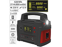 revolt Powerstation & Solar-Generator mit 420 Wh, 230 V, 12 V, USB, 600 Watt