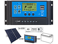 revolt Solar-Laderegler für 12/24-V-Akkus, PWM-Lademodus, 2 USB-Ports, 40 A; Solarpanels, Solarpanels faltbar Solarpanels, Solarpanels faltbar Solarpanels, Solarpanels faltbar 