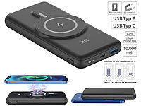 revolt Magnetische Powerbank 10.000 mAh, für Qi & MagSafe, PD, QC, 20W; USB-Solar-Powerbanks USB-Solar-Powerbanks USB-Solar-Powerbanks USB-Solar-Powerbanks 