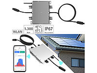 revolt WLAN-Mikroinverter für Solarmodule, 1.300 W, App, geprüft (VDE-Normen); 2in1-Solar-Generatoren & Powerbanks, mit externer Solarzelle 