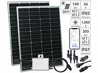 revolt 300-Watt-Balkon-Solaranlage: WLAN-Mikroinverter & 2 Solarmodulen, App; 2in1-Solar-Generatoren & Powerbanks, mit externer Solarzelle, Solarpanels faltbar 