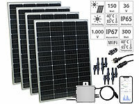 revolt 600-Watt-Balkon-Solaranlage: WLAN-Mikroinverter & 4 Solarmodulen, App; 2in1-Solar-Generatoren & Powerbanks, mit externer Solarzelle, Solarpanels faltbar 