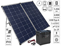 revolt Powerbank & Solarkonverter mit mobilem 260-Watt-Solarpanel, 455 Ah