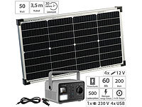 revolt Powerbank & Solarkonverter mit mobilen 50-W-Solarpanel, 60 Ah