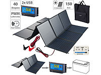 revolt Mobiles, faltbares Solarpanel, 150 W & Solar-Laderegler 40A; 2in1-Solar-Generatoren & Powerbanks, mit externer Solarzelle 2in1-Solar-Generatoren & Powerbanks, mit externer Solarzelle 