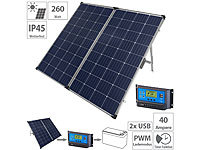 revolt Mobiles 260-Watt-Solarpanel m. monokristall. Zellen + Laderegler 40A; 2in1-Solar-Generatoren & Powerbanks, mit externer Solarzelle, Solarpanels faltbar 