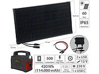 revolt Powerstation & Solar-Generator mit 60-W-Solarpanel, 420 Wh, 600 W; 2in1-Solar-Generatoren & Powerbanks, mit externer Solarzelle 