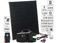 revolt Powerstation & Solarkonverter, 1228 Wh, App, 110-W-Solarpanel, Adapter