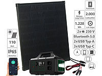 revolt Powerstation & Solarkonverter, 1228 Wh, 1000W, App, 110-W-Solarpanel; Solarpanels, Solarpanels faltbar