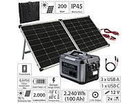 revolt Powerstation & Solar-Generator, 240-Watt-Solarpanel, 2.240 Wh, 2.200 W; 2in1-Hochleistungsakkus & Solar-Generatoren, Solarpanels 