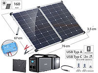 revolt Powerstation & Solar-Generator, 160W-Solarzelle, 561,6 Wh; 2in1-Solar-Generatoren & Powerbanks, mit externer Solarzelle 