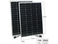 revolt 2er-Set mobile monokristalline Solarpanele, 36 Volt, 150W, MC4-Stecker; 2in1-Solar-Generatoren & Powerbanks, mit externer Solarzelle 