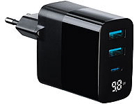 revolt 30 W 3-Port-USB-Netzteil, USB-C & 2x Typ A, Display, PD Power Delivery; USB-Powerbanks kompakt USB-Powerbanks kompakt USB-Powerbanks kompakt USB-Powerbanks kompakt 