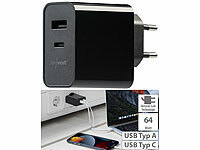 revolt 65 Watt 2-Port-USB-Netzteil, USB-C & Typ A, PD Power Delivery 3.0, GaN; Mehrfach-USB-Netzteile für Steckdose 