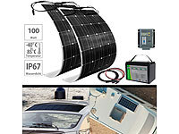 revolt Solaranlagen-Set: MPPT-Laderegler, 2x 100W-Solarmodul und LiFePo4-Akku; Solaranlagen-Set: Mikro-Inverter mit MPPT-Regler und Solarpanel 