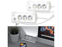revolt 3-fach-Steckdose mit Nachtlicht, 1x USB A QC, 1x USB C PD, weiß 2er-Se; USB-Steckdosen 