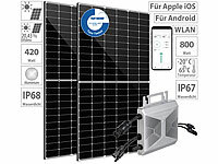 revolt Solar-Set: 2x 430-W-Solarmodul, 800-Watt-Mikroinverter, Einspeisekabel; Solarpanels faltbar, Solarpanels 