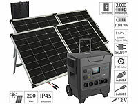 revolt Powerstation & Solar-Generator mit 3.248 Wh + 2x 240-Watt-Solarmodul; Solaranlagen-Set: Mikro-Inverter mit MPPT-Regler und Solarpanel, Solarpanels faltbar 