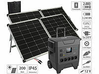 revolt Powerstation & Solar-Generator mit 3.248 Wh + 2x 240-Watt-Solarmodul; Solarpanels faltbar, Solaranlagen-Set: Mikro-Inverter mit MPPT-Regler und Solarpanel 