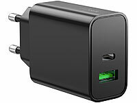 revolt USB & Notebook-Netzteil mit USB-C PD und USB-A QC, bis 30 W, schwarz