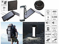 revolt Outdoor-USB-Powerbank mit 28-Watt-Solar-Ladegerät, 20.000 mAh; Solarpanels faltbar Solarpanels faltbar Solarpanels faltbar Solarpanels faltbar 