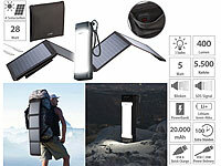 revolt Outdoor-USB-Powerbank mit 28-Watt-Solar-Ladegerät, 20.000 mAh