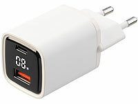 revolt 2-Port-USB-Netzteil mit USB-A & C, QC 3.0, PD und Display, 33 Watt; Mehrfach-USB-Netzteile für Steckdose Mehrfach-USB-Netzteile für Steckdose 