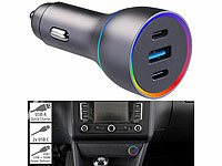 revolt Kfz-USB-Ladegerät für 12/24 V mit insgesamt 135 W, 2x USB-C, 1x USB-A; Kfz-USB-Netzteile für 12/24-Volt-Anschluss Kfz-USB-Netzteile für 12/24-Volt-Anschluss Kfz-USB-Netzteile für 12/24-Volt-Anschluss 