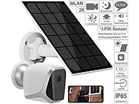 revolt 2K-IP-Kamera mit Universal-Solarpanel für Akku-IP-Kameras, 3W, IP65; Solarpanele mit Micro-USB-Anschluss für Akku-Überwachungskameras 