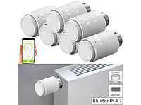 revolt 6er-Set programmierbare Heizkörper-Thermostate mit Bluetooth und App; 2in1-Hochleistungsakkus & Solar-Konverter mit modifizierter Sinuswelle 
