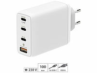 revolt 120-Watt-USB-C-Netzteil mit 4 Ports, GaN-Technologie, PD 100 W, weiß; USB-Powerbanks kompakt USB-Powerbanks kompakt USB-Powerbanks kompakt 