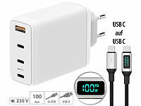 revolt 120W PD USB 4 Ports Netzteil Ladegerät, weiß+ 100W USB-C Ladekabel