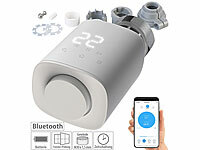 revolt Programmierbares Heizkörper-Thermostat mit Bluetooth, App, LED-Display; 2in1-Hochleistungsakkus & Solar-Konverter mit modifizierter Sinuswelle 