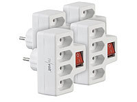 revolt 4er-Set 4-fach-Euro-Steckdose mit Ein/Aus-Schalter, 10 A, 2.300 Watt