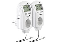 revolt 2er-Set digitale Steckdosen-Thermostate für Klimageräte, Sensor, 3680W; Energiekostenmesser, Funk-Steckdosen mit FernbedienungDigitale Zeitschaltuhren 