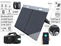 revolt Powerstation mit 1.228 Wh, 100-W-Solarpanel, 1.000 W, Bluetooth, App; Solarpanels, Solarpanels faltbar 