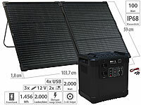 revolt Powerstation & Solar-Generator mit 100-W-Solarmodul, 1.456 Wh, 2.000 W; Solarpanels 