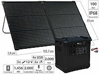 revolt Powerstation & Solar-Generator mit 100-W-Solarmodul, 1.456 Wh, 2.000 W; Solarpanels faltbar, Solaranlagen-Set: Mikro-Inverter mit MPPT-Regler und Solarpanel Solarpanels faltbar, Solaranlagen-Set: Mikro-Inverter mit MPPT-Regler und Solarpanel 