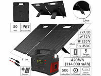 revolt Powerstation & Solar-Generator mit 50-W-Solarpanel, 420 Wh, 600 Watt; Solarpanels, Solarpanels faltbar Solarpanels, Solarpanels faltbar Solarpanels, Solarpanels faltbar 