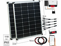 revolt Solarstrom-Set: MPPT-Laderegler mit 2x 110-W-Solarmodul, bis 20 A, App; Solaranlagen-Set: Mikro-Inverter mit MPPT-Regler und Solarpanel Solaranlagen-Set: Mikro-Inverter mit MPPT-Regler und Solarpanel 