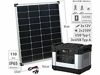 revolt Powerstation & Solar-Generator mit 110-W-Solarpanel, 1.120 Wh, 1.000 W; Solarpanels faltbar, Solaranlagen-Set: Mikro-Inverter mit MPPT-Regler und Solarpanel Solarpanels faltbar, Solaranlagen-Set: Mikro-Inverter mit MPPT-Regler und Solarpanel 