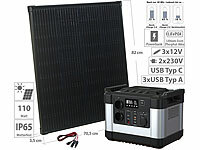 revolt Powerstation & Solar-Generator mit 110-W-Solarpanel, 1.120 Wh, 1.000 W; Solarpanels faltbar, Solaranlagen-Set: Mikro-Inverter mit MPPT-Regler und Solarpanel Solarpanels faltbar, Solaranlagen-Set: Mikro-Inverter mit MPPT-Regler und Solarpanel 