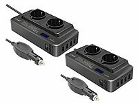 revolt 2er-Set 200W-Kfz-Wechselrichter Steckerleiste, je 2x 230V, je 4x USB