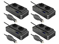 revolt 4er-Set 200W-Kfz-Wechselrichter Steckerleiste, je 2x 230V, je 4x USB