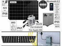revolt 2,15-kWh-Akkuspeicher mit WLAN-Mikroinverter & 2x 425-W-Solarmodul; Solaranlagen-Set: Mikro-Inverter mit MPPT-Regler und Solarpanel Solaranlagen-Set: Mikro-Inverter mit MPPT-Regler und Solarpanel 