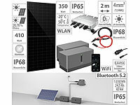 revolt Solar-Set: WLAN-Mikroinverter mit 2x 1,03-kWh-Akku & 410-W-Solarmodul; Solaranlagen-Set: Mikro-Inverter mit MPPT-Regler und Solarpanel Solaranlagen-Set: Mikro-Inverter mit MPPT-Regler und Solarpanel 