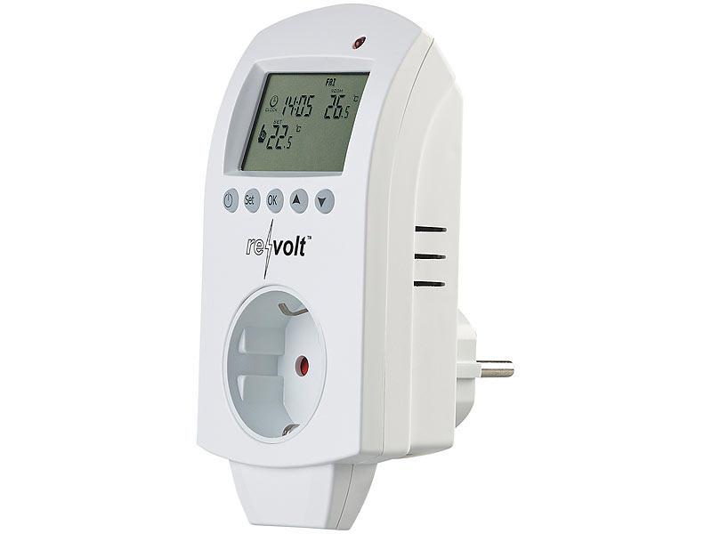 revolt Digitales Steckdosen-Thermostat für Heiz & Klimageräte 3.680 Watt 