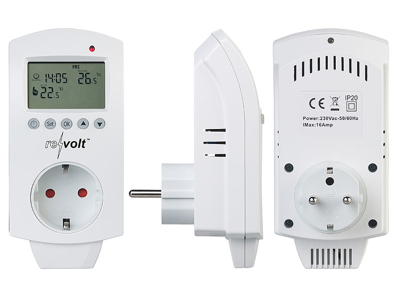 2 Stück Steckdosenthermostat Heizkühlung Temperaturregler