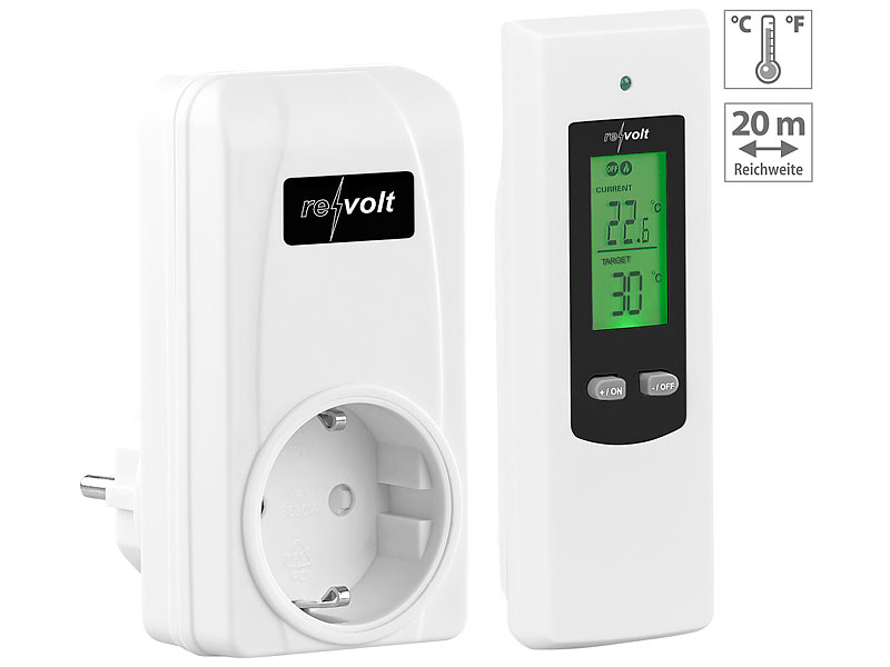 revolt WLAN-Steckdosen-Thermostat für 2 Geräte, Sensor,  App,Versandrückläufer